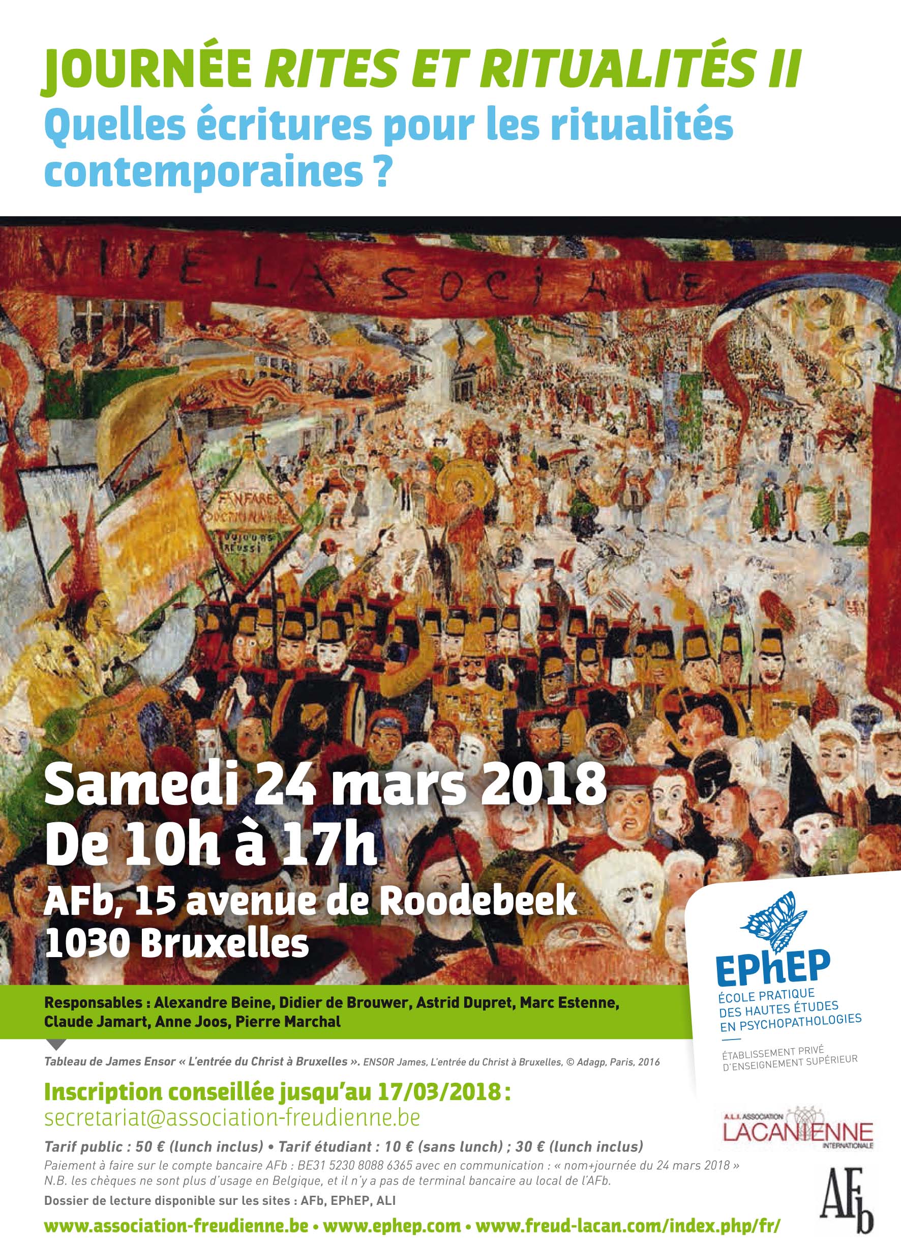 Affiches de la journée Rites et Ritualités II à Bruxelles mars 2018