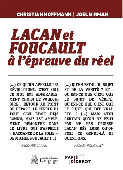 Couverture du livre "Lacan et Foucault à l'épreuve du réel"